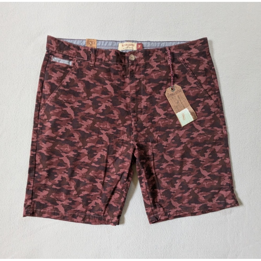 Hudson‎ & Barrow Shorts Mens 38 Burgundy Camo 9" Inseam Stretch NWT